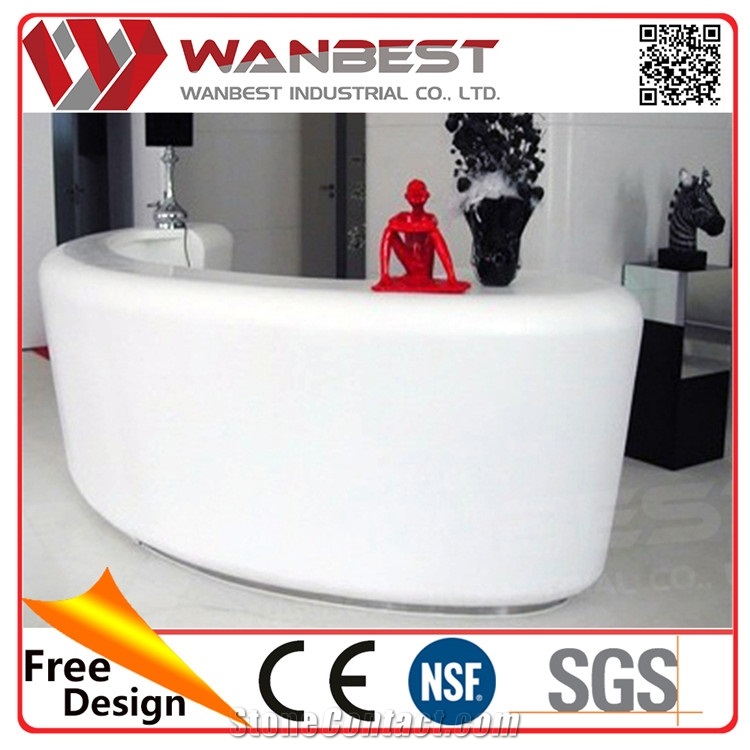 2016 Brilliant White Artificial Stone Solid Surface Front Desk Design