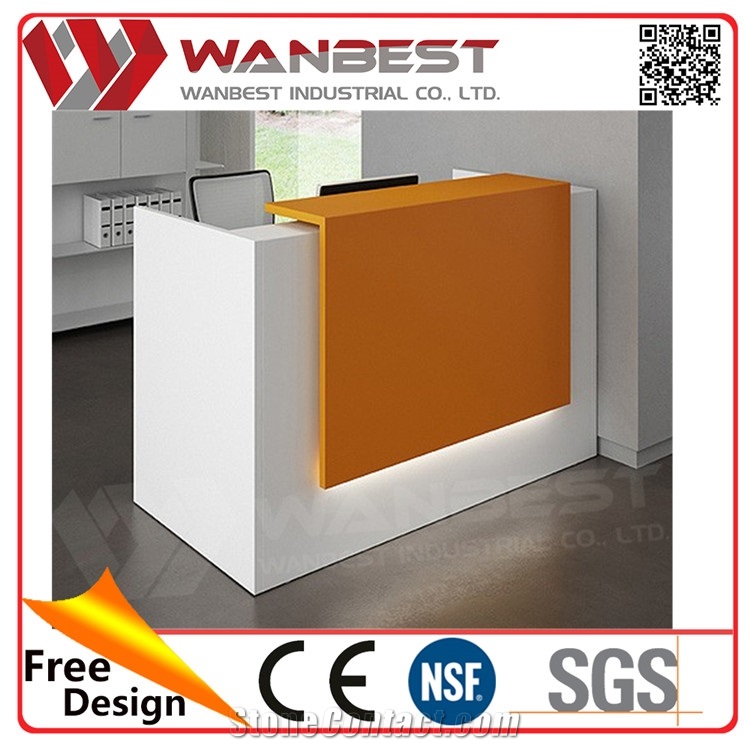 Artificial Prefab Curved Stone Reception Front Desk with Led Light