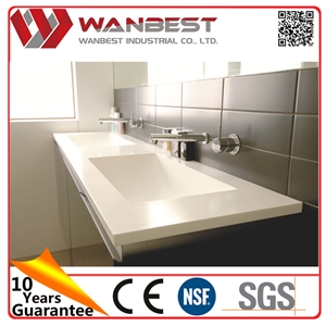 Artificial Stone Hotel Double Bowls Cabinet Wash Hand Basin