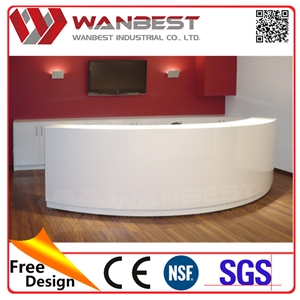 Custom Artificial Stone Reception Counter Desk, Curved Reception Counter