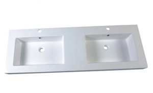 Double Hole Basin Ceramic White Color Bathroom Washing Hand Basin