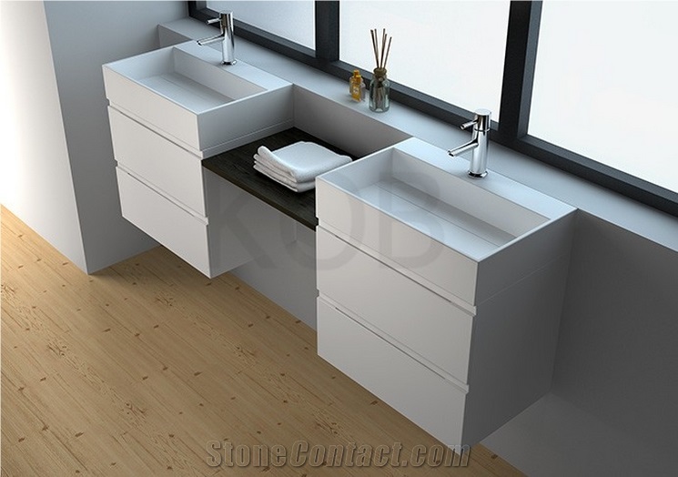 Double Hole Under Counter Wash Basin Made by Artificial Stone