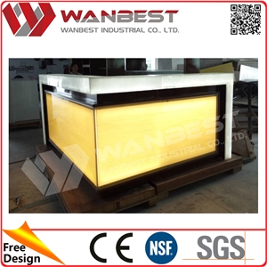 Factory Artificial Stone Office Reception Desk/L Shape Artificial Marble Office Desks/Acrylic Solid Suface Hotel Reception Table