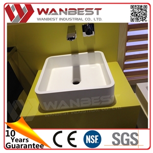 Hand Carved Rectangular Artificial Marble Bathroom Wash Basin