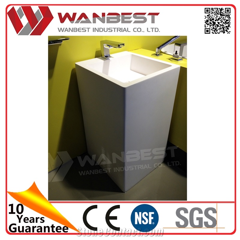 Hand Carved Rectangular Artificial Marble Bathroom Wash Basin