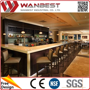 Korean Solid Surface Quartz Stone Table Top for Bar Counter