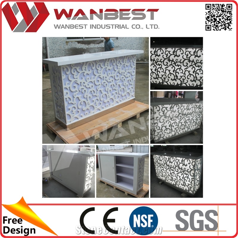 Perfect Making Artificial Stone White Reception Desk,Modern Salon Reception Desk