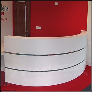 Special Making Artificial Stone Reception Desk,Curved Shape Reception Desk,White Modern Reception Desk