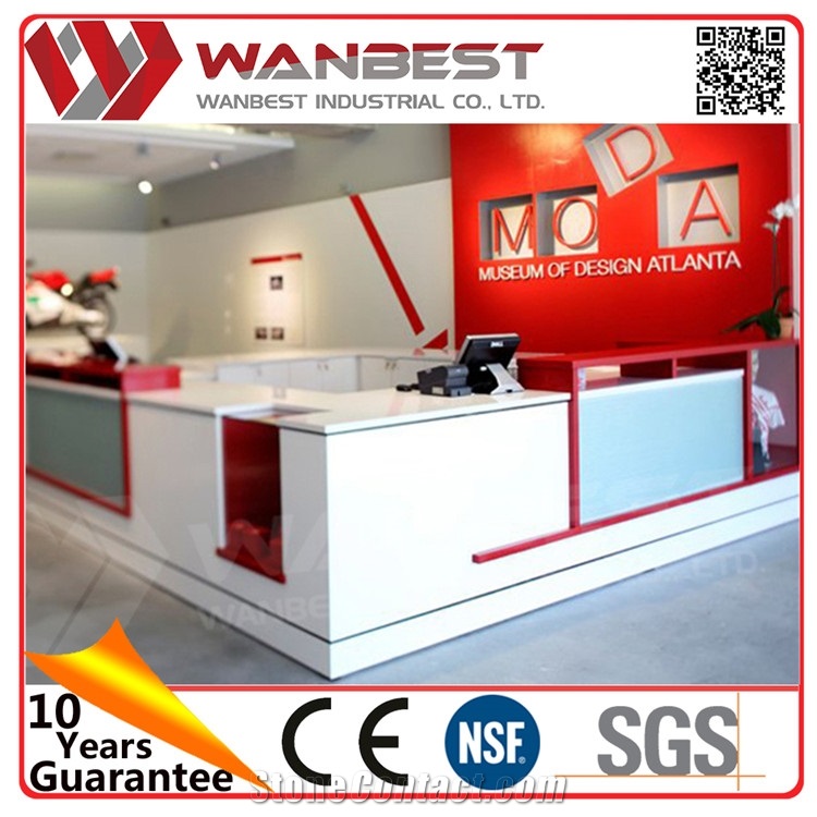 Unique Shoe Shape Artificial Stone Solid Surface Gym Reception Counter Food Bar Extruder