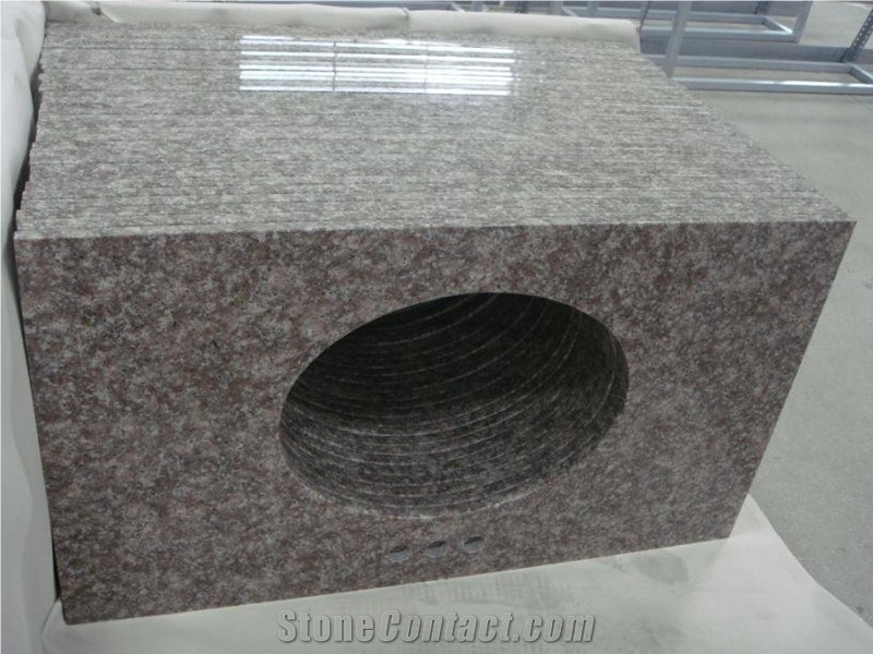 Hot Sale,Own Factory Direct Sale Cheapest Price High Quality Chinese G687/Peach Red/Peach Blossom/Peach Purse Granite Vanity Tops & Bath Tops