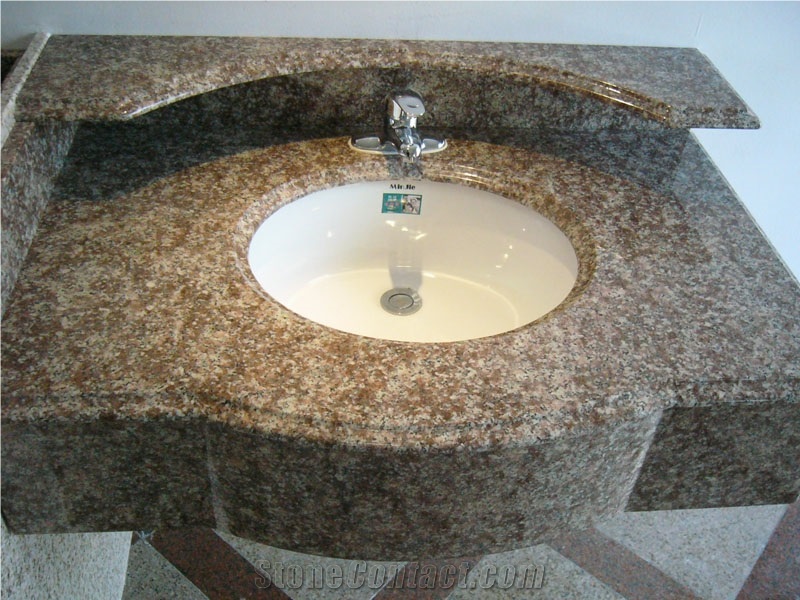 Hot Sale,Own Factory Direct Sale Cheapest Price High Quality Chinese G687/Peach Red/Peach Blossom/Peach Purse Granite Vanity Tops & Bath Tops