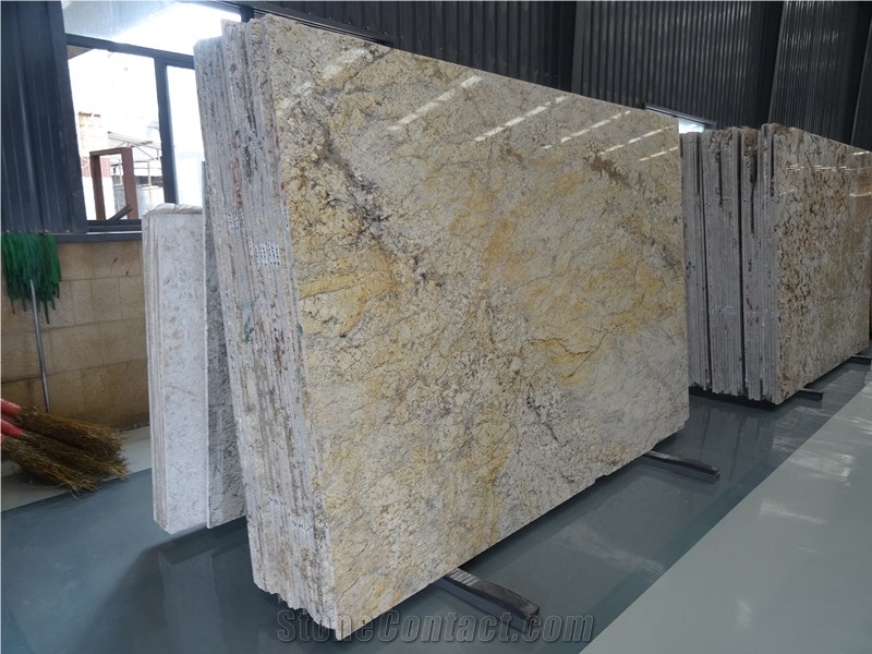 Own Factory High Quality Cheapest Polished Golden Flower Granite Slabs & Tiles & Cut-To-Size for Floor Covering and Wall Cladding,Chinese Yellow Granite for Project/Hotel/House,Large Quantity in Stock