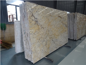 Own Factory High Quality Cheapest Polished Golden Flower Granite Slabs & Tiles & Cut-To-Size for Floor Covering and Wall Cladding,Chinese Yellow Granite for Project/Hotel/House,Large Quantity in Stock