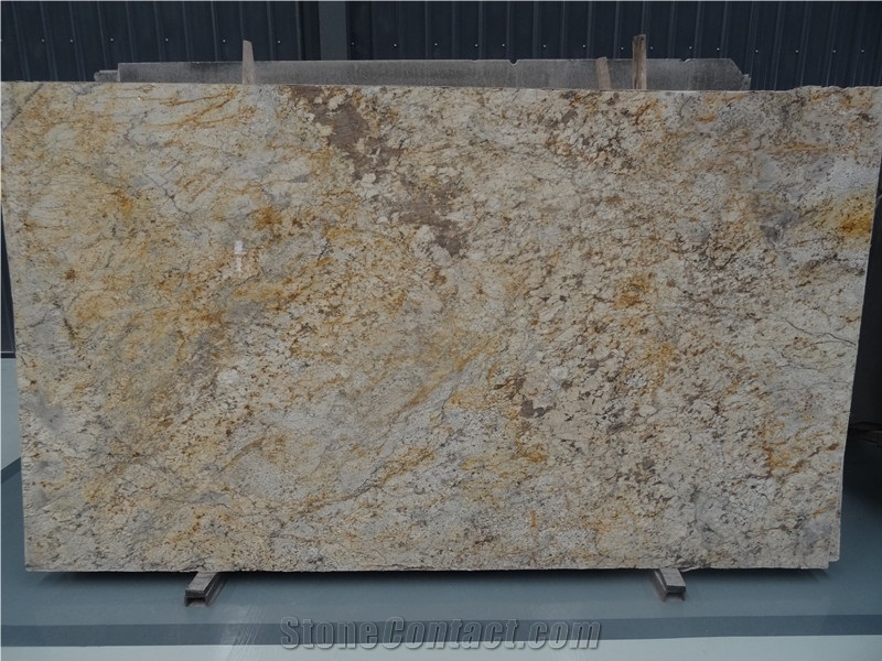 Own Factory High Quality Cheapest Polished Golden Flower Granite Slabs & Tiles & Cut-To-Size for Floor Covering and Wall Cladding,Chinese Yellow Granite for Project/Hotel/House,Large Quantity in Stock