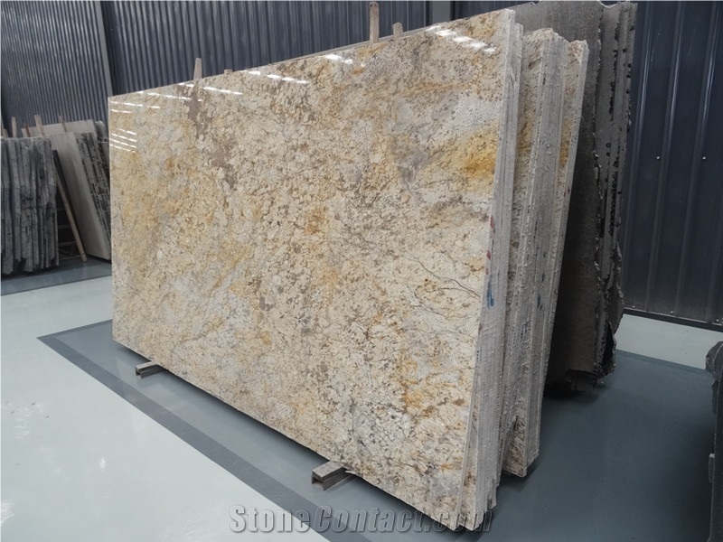Own Factory High Quality Cheapest Polished Golden Flower Granite Slabs & Tiles & Cut-To-Size for Floor Covering and Wall Cladding,Chinese Yellow Granite for Project/Hotel/House,Large Quantity in Stock