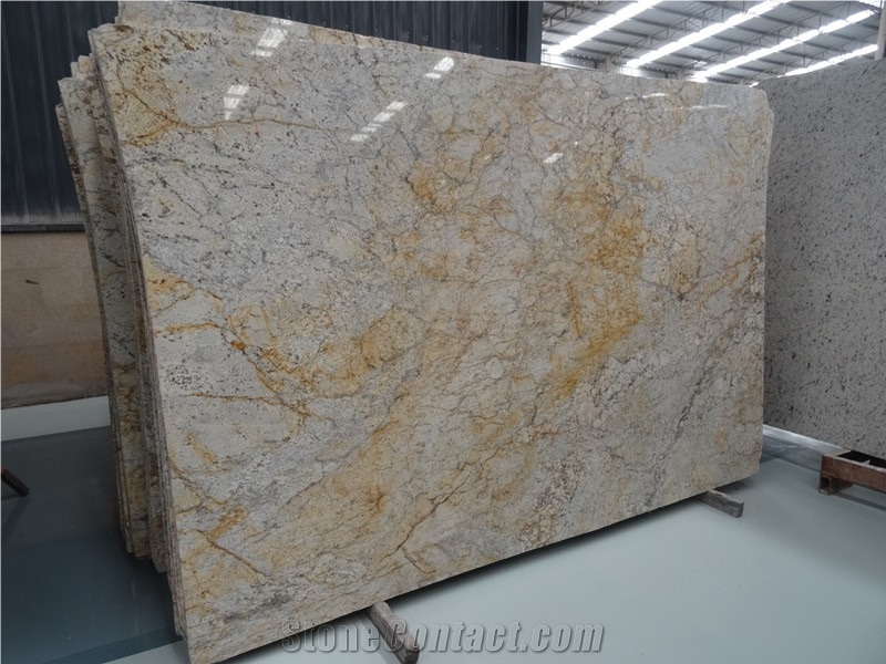 Own Factory High Quality Cheapest Polished Golden Flower Granite Slabs & Tiles & Cut-To-Size for Floor Covering and Wall Cladding,Chinese Yellow Granite for Project/Hotel/House,Large Quantity in Stock