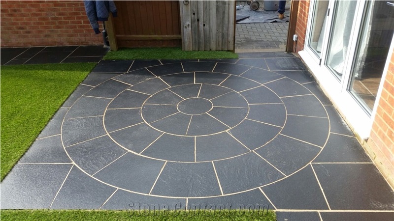 Kadappa Black, Lime Black Limestone Pavers
