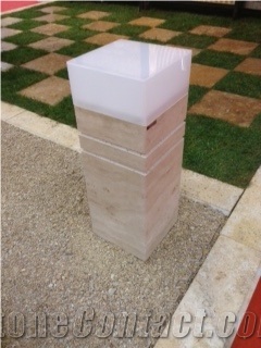 Skra Travertine Garden Lantern Tower