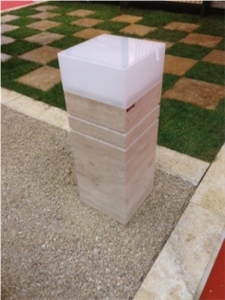 Skra Travertine Garden Lantern Tower