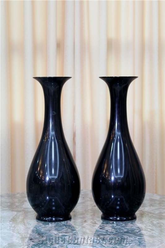 Natural Jadeite Vases in Black for Home or Hotel Decoration