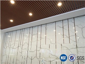 Artificial Calacatta White Marble Quartz Stone Solid Surfaces Polished Slabs Tiles Engineered Stone Artificial Stone Slabs for Hotel Kitchen,Bathroom Walling Panel/ for Customized Edges Kitchen Tops