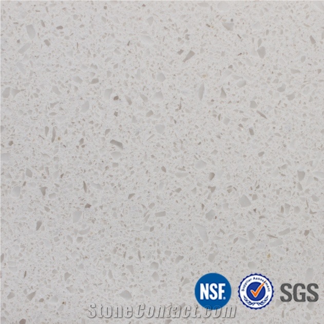 Crystal White Quartz Stone/Solid Surface Engineered Stone Tiles & Slabs for Hotel Kitchen Bathroom Decoration High Gloss and Hardness-A01