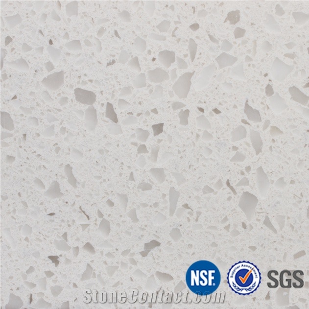 Crystal White Quartz Stone/Solid Surface Engineered Stone Tiles & Slabs for Hotel Kitchen Bathroom Decoration High Gloss and Hardness-A01