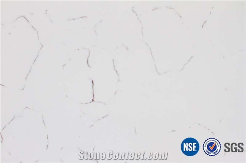 Manufacturer Artificial Marble Look White Quartz Stone Slabs & Tiles Design, Polished with Cusomized Edges and Solid Surface Silestone Colors Available-V12