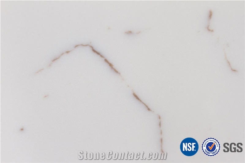Manufacturer Artificial Marble Look White Quartz Stone Slabs & Tiles Design, Polished with Cusomized Edges and Solid Surface Silestone Colors Available-V12