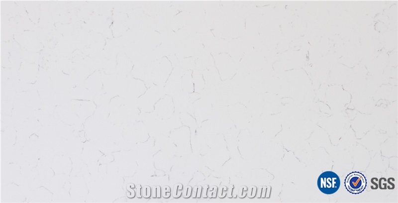 Manufacturer Artificial Marble Look White Quartz Stone Slabs & Tiles Design, Polished with Cusomized Edges and Solid Surface Silestone Colors Available-V12