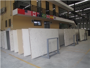 Manufacturer Artificial Quartz Stone Slabs & Tiles in Granite Look Design, Polished with Cusomized Edges and Colors Available-V08