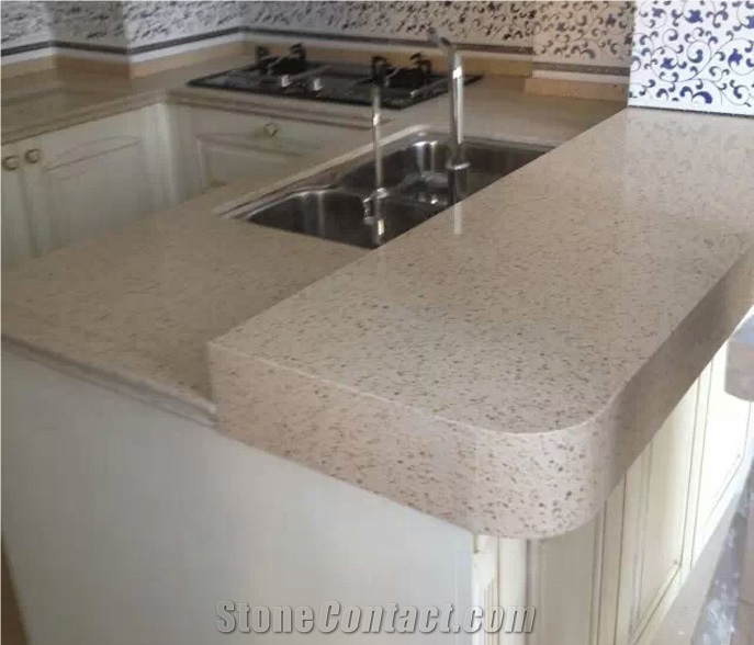 Manufacturer -Beige Quartz Stone Cream Color Tiles Slabs Solid Surface Engineered Stone Walling Flooring-B01