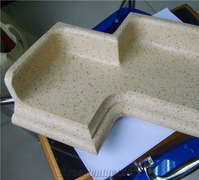 Manufacturer -Beige Quartz Stone Cream Color Tiles Slabs Solid Surface Engineered Stone Walling Flooring-B01