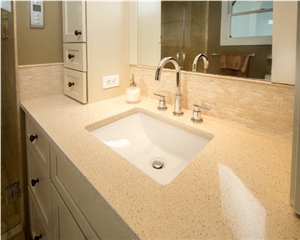 Manufacturer -Beige Quartz Stone Cream Color Tiles Slabs Solid Surface Engineered Stone Walling Flooring-B01