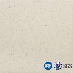 Manufacturer Classical Cream Beige Marble Look Quartz Stone Engineered Stone Tiles Slabs for Customized Edges -V15
