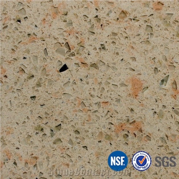 Manufacturer- Cream Crystal Beige Quartz Stone Tiles Slabs with Pink Spot China Silestone Engineered Stone Solid Surface Walling & Flooring / Kitchen,Bathroom Design-B02