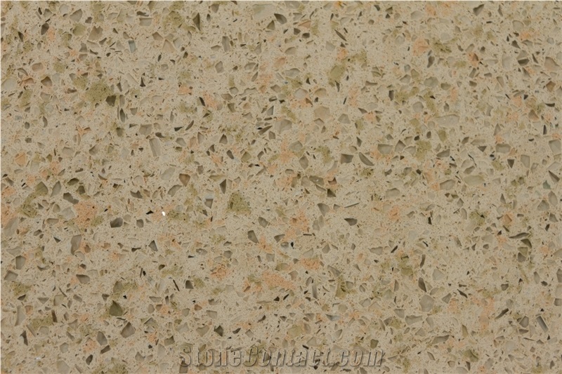 Manufacturer- Cream Crystal Beige Quartz Stone Tiles Slabs with Pink Spot China Silestone Engineered Stone Solid Surface Walling & Flooring / Kitchen,Bathroom Design-B02