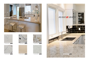 Manufacturer Of Quartz Stone Brazil Yellow Crystal Spot Granite Look Customized Kitchen Islands Top, Engineered Stone Kitchen Countertops a Quality with Nsf Sgs