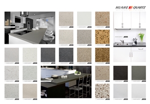 Manufacturer Pure Grey Quartz Stone Kitchen Islands Work Tops Solid Surface,Gray Engineered Stone Bench Tops Customized Edges Top Quality with Certificate