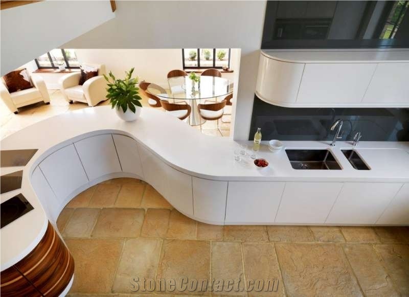 Manufacturer Pure Snow White Quartz Stone Tiles Slabs Silestone Engineered Stone/Artificial Stone for Mordern Design Kitchen-A26