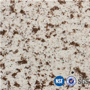 Manufacturer White Artificial Quartz Stone Slabs & Tiles with Brown Spot Granite Look Natural Design, Polished with Cusomized Edges and Colors Available Silestone Engineered Stone Walling-B22
