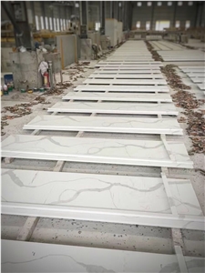 Nsf Sgs Quality Manufacturer Bianco Calacatta Marble Look White Quartz Stone Kitchen Islands Top,Engineered Stone Silestone Kitchen Countertops Wall Covering Customized Work Top,Solid Surface