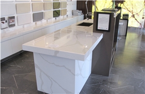 Nsf Sgs Quality Manufacturer Bianco Calacatta Marble Look White Quartz Stone Kitchen Islands Top,Engineered Stone Silestone Kitchen Backsplash Wall Covering Customized Work Top,Countertop