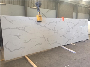 Nsf Sgs Quality Manufacturer Bianco Calacatta Marble Look White Quartz Stone Kitchen Islands Top,Engineered Stone Silestone Kitchen Backsplash Wall Covering Customized Work Top,Countertop
