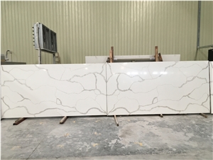O.E.M Manufacturer Bianco Calacatta Marble Look White Quartz Stone Slabs Tiles,Engineered Stone Walling Floor Covering Solid Surface Manmade Stone with Sgs Nsf