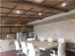 O.E.M Manufacturer Bianco Calacatta Marble Look White Quartz Stone Slabs Tiles,Engineered Stone Walling Floor Covering Solid Surface Manmade Stone with Sgs Nsf