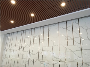 O.E.M Manufacturer Bianco Calacatta Marble Look White Quartz Stone Slabs Tiles,Engineered Stone Walling Floor Covering Solid Surface Manmade Stone with Sgs Nsf