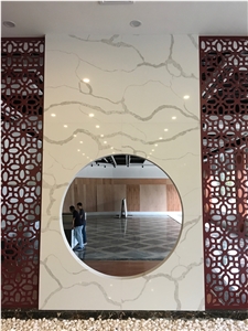 O.E.M Manufacturer Bianco Calacatta Marble Look White Quartz Stone Tiles for Interior Stone,Engineered Stone Building Walling Design