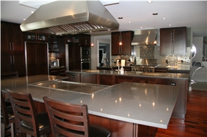 Oem Manufacturer Pure Grey Quartz Stone Kitchen Work Tops Solid Surface,Gray Engineered Stone Bench Tops with Nsf Sgs