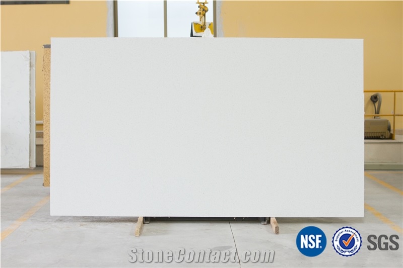 Preferred O.E.M Manufacturer Pure White Crystal Quartz Stone Tiles Slabs/ Solid Surface Engineered Artificial Stone Tiles for Kitchen Bathroom Design / Wall & Floor Cladding-A02